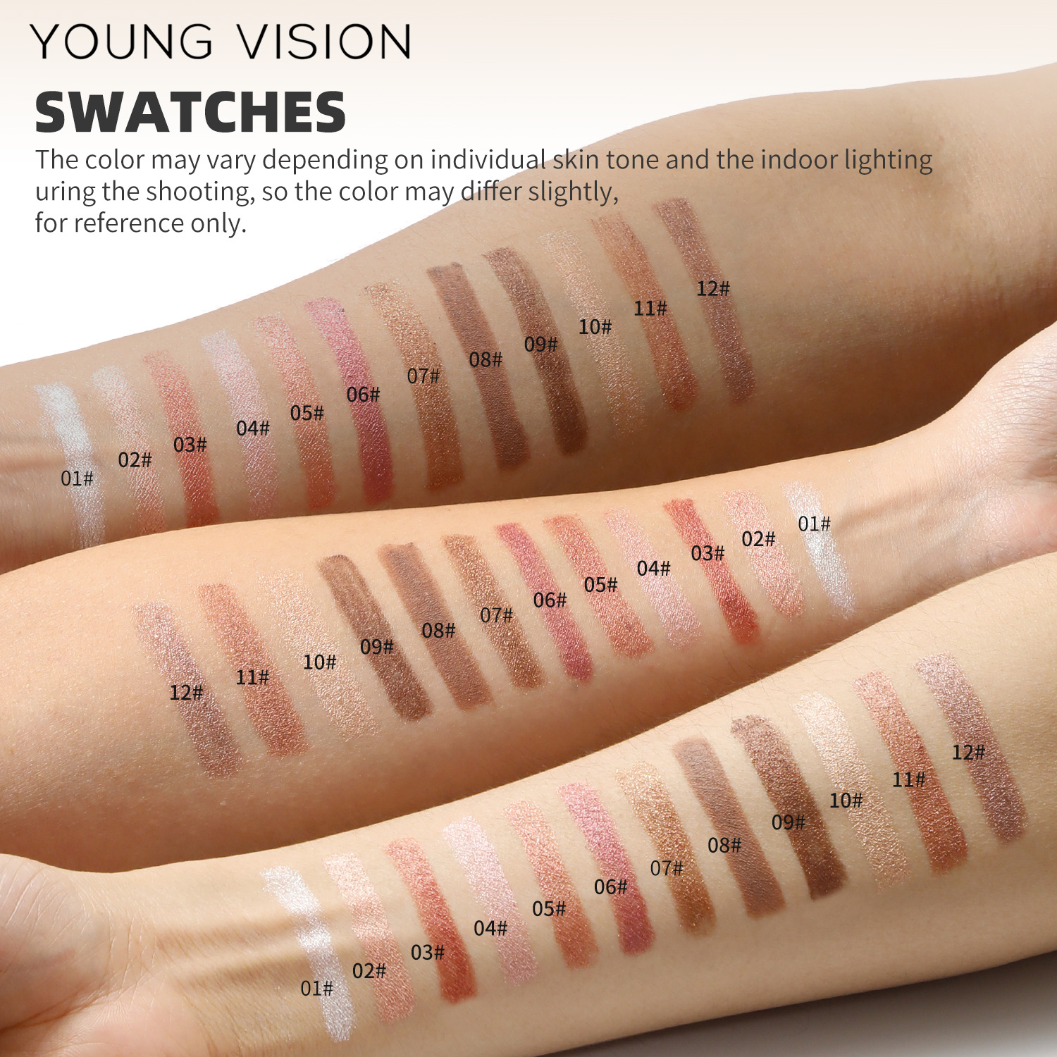 YOUNG VISION 12-color Pearlescent Rotating Eyeshadow Stick Contouring Under-Eye Makeup Colored Pen Specification drawing