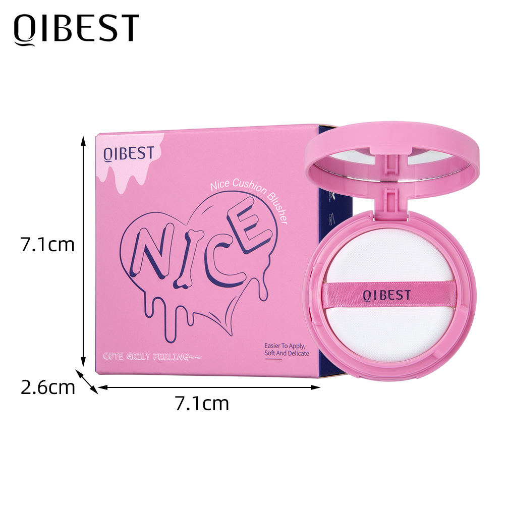 QIBEST Cushion Blush matte naturally brightens rosy complexion, nude blush liquid contouring facial makeup Item Picture