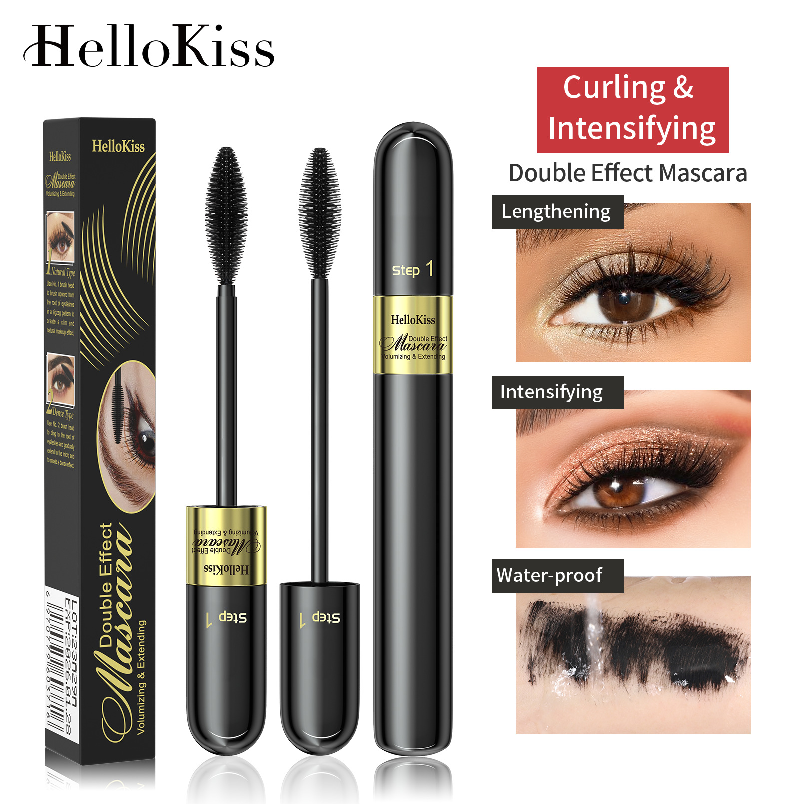 HelloKiss Sunflower Dual-Effect Waterproof Mascara: Long, curly, thick and non-smudge Mascara for cross-border use details Picture