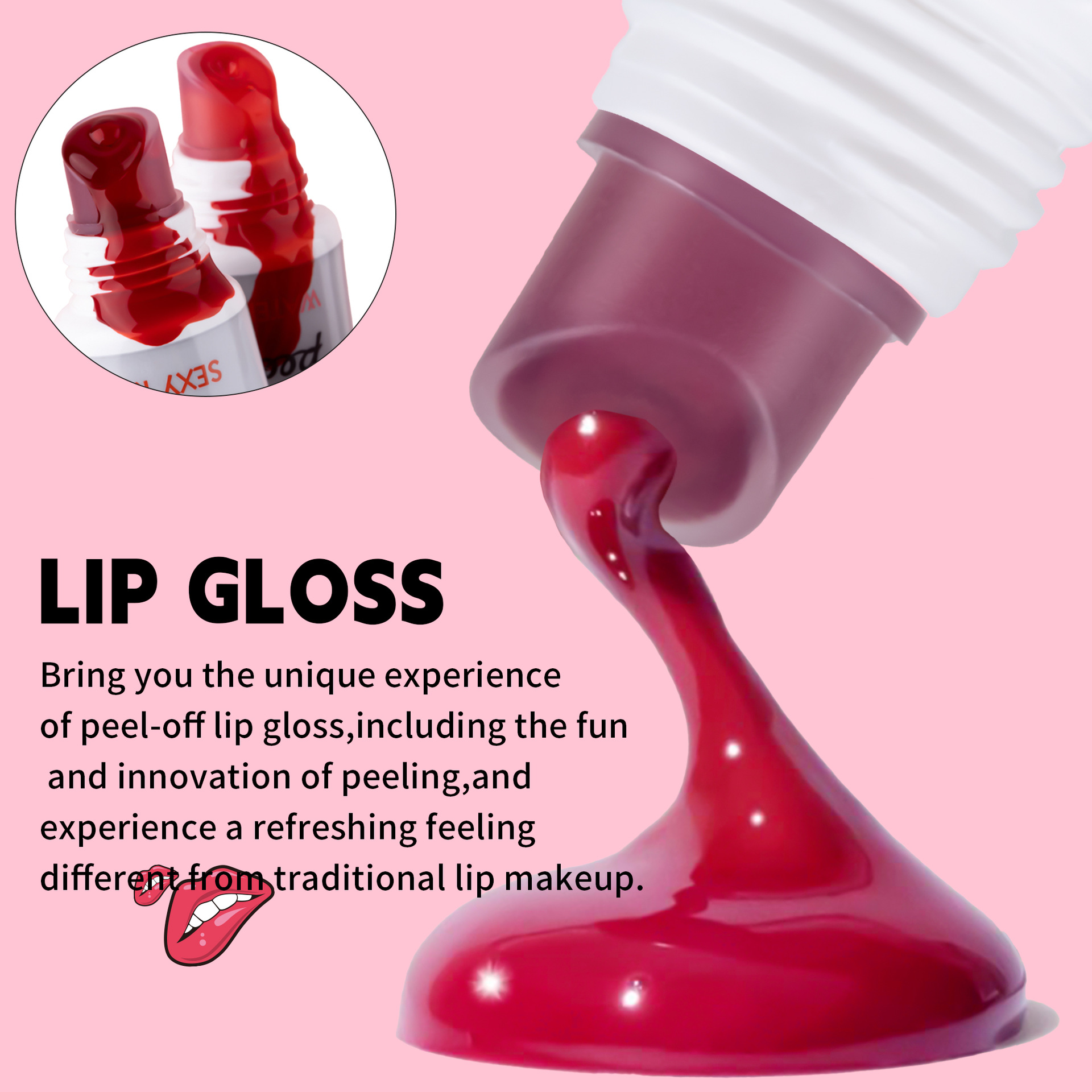 SHCOETY peel-off lipstick Set, Moisturizing lip mask, lip gloss, stretch, waterproof, non-fading, non-stick, lip gloss, cross-border details Picture