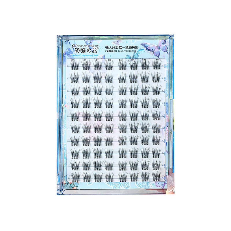 Lazy person, no glue, no removal, self-adhesive, French-style fluffy false eyelashes, single cluster, segmented, natural and thick, new hand-held mirror style eyelashes Item Picture