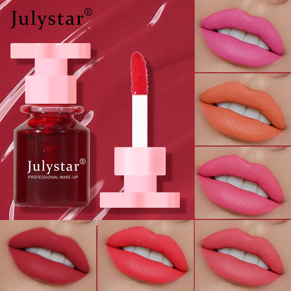 6-color moisturizing lip gloss for foreign trade, long-lasting and non-fading lip dye, cross-border makeup, non-stick cup lip gloss, matte lipstick water full figure