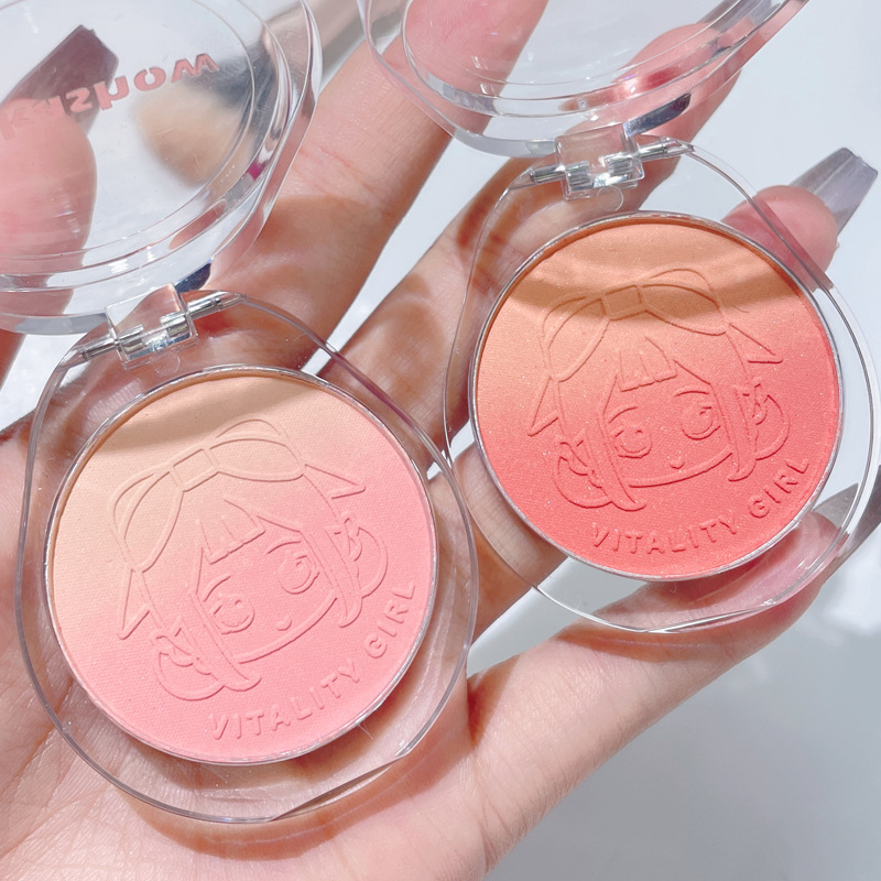 kakashow's vibrant girl's gradient blush with a matte and delicate sheen, a student's daily brightening peach milk tea color Specification drawing