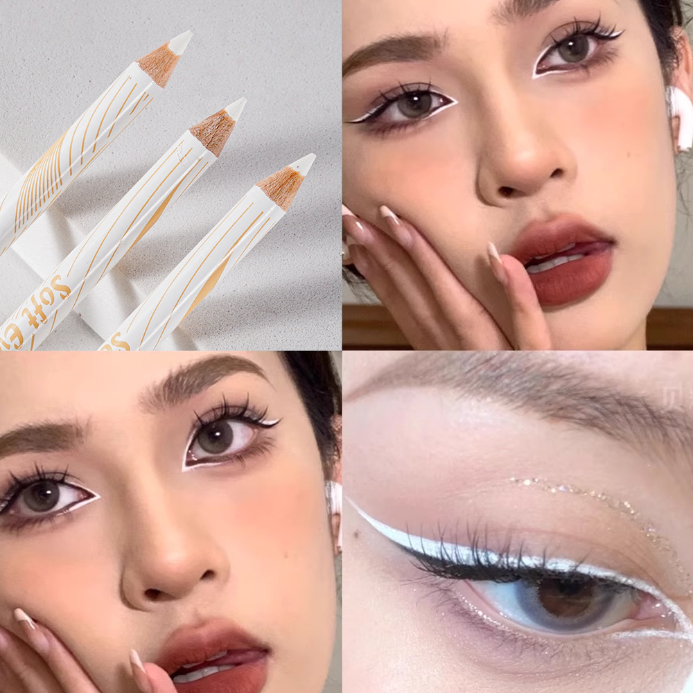 GIGIROSE's white eyeliner pen, a horizontal pencil, brightens the eyes, is water-resistant and sweat-resistant, and does not easily smudge. It is an artistic line sculpture details Picture