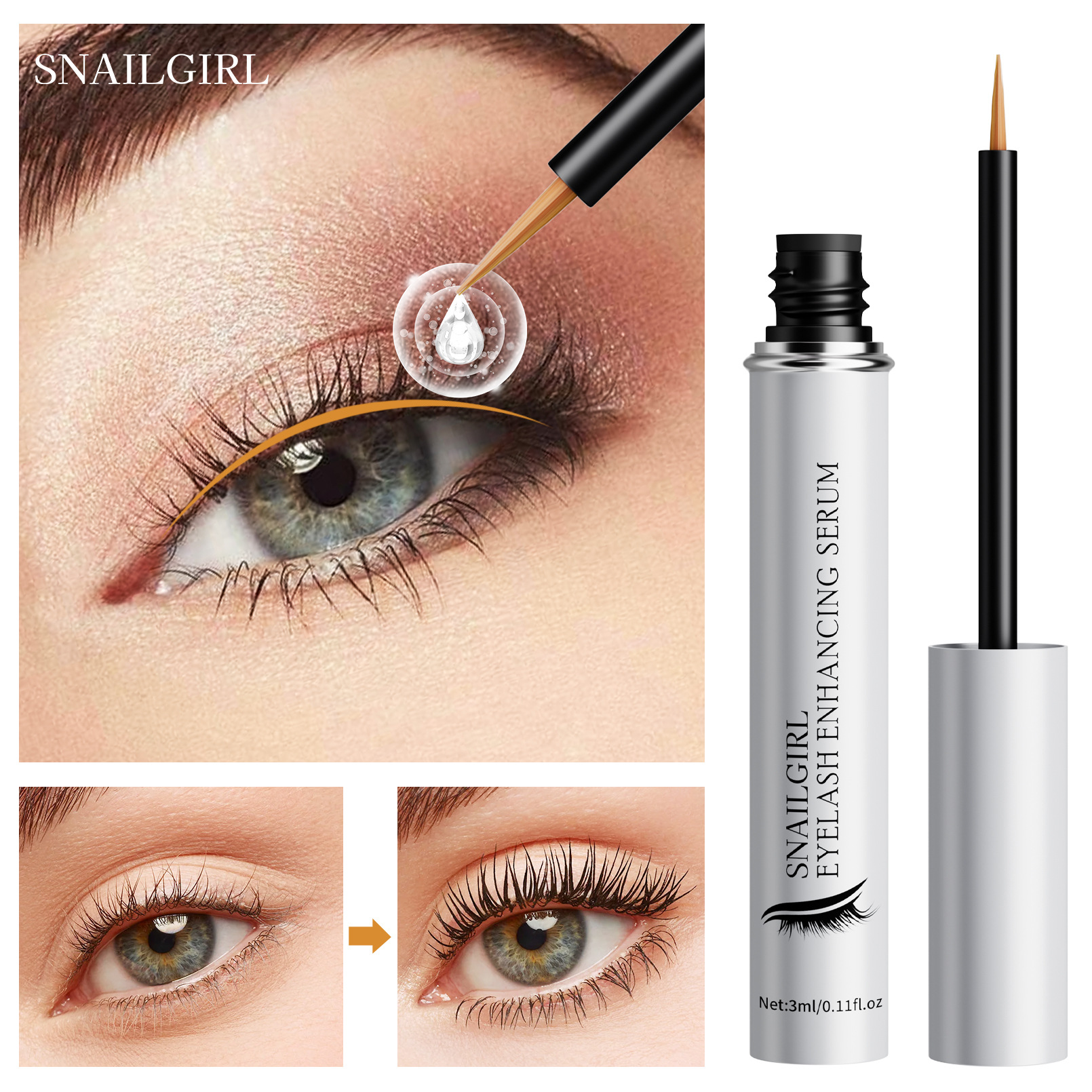 SNAILGIRL Amazon Eyelash serum - Natural and Transparent Eyelash Serum full figure