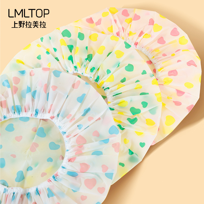 LMLTOP Heart-shaped waterproof shower cap EVA Adult Shower Cap Shower Head cover Oil-proof Shower cap wholesale SY800 details Picture