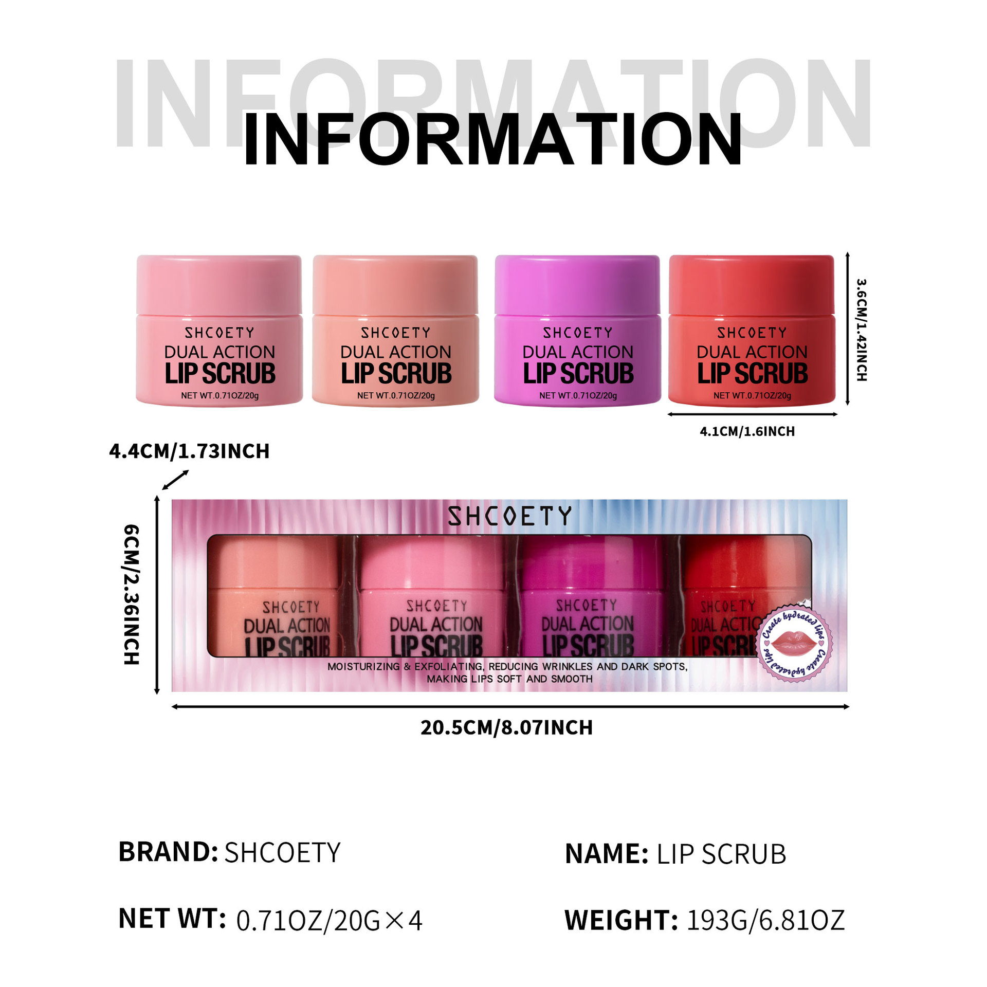 SHCOETY Cross-border Lip Scrub Set Exfoliating, Exfoliating, Moisturizing and Nourishing Lip balm for export Item Picture