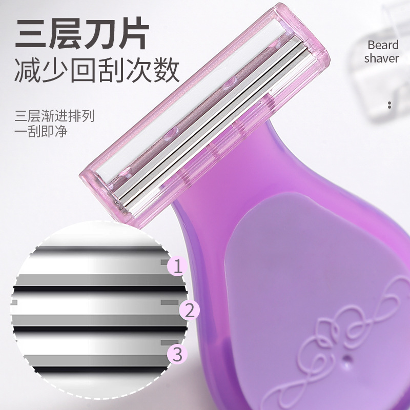 LMLTOP Portable compact rake knife, stainless steel three-layer blade shaving knife, women's SY330 Specification drawing
