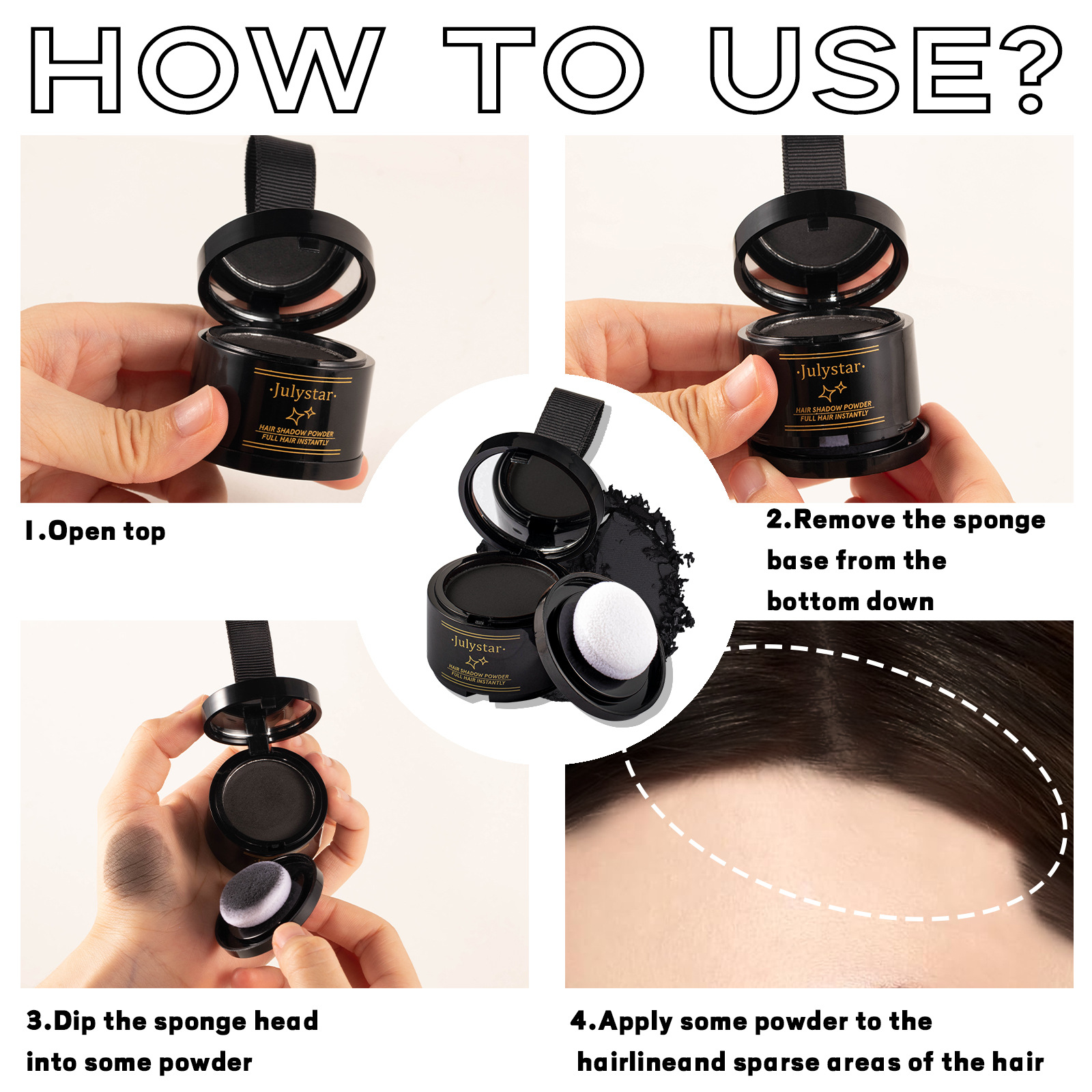 Julystar Nose Shadow Filling Powder, Hairline, Forehead Hair Replacement, Profile Contouring Hairline Powder Specification drawing