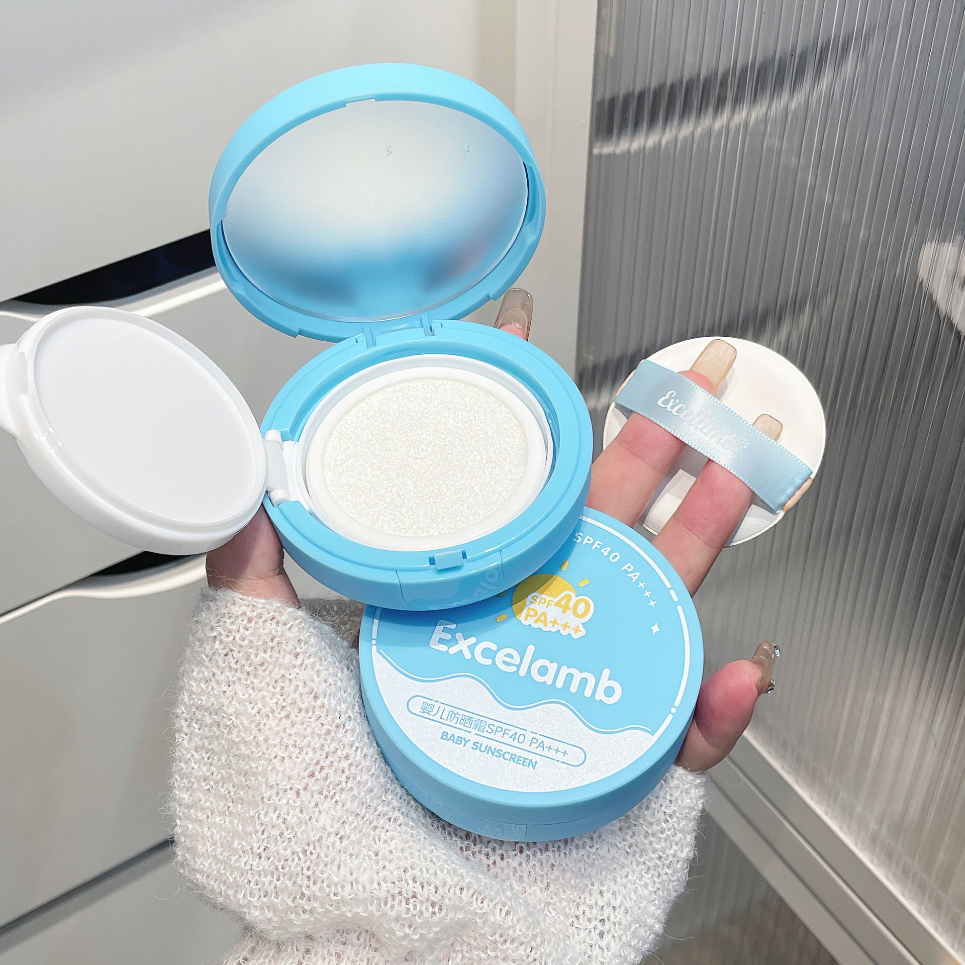 Excelamb Summer Baby and Children's Sunscreen Cushion Cream blocks ultraviolet rays with SPF40, is refreshing and gentle, and is water-resistant and sweat-proof Specification drawing