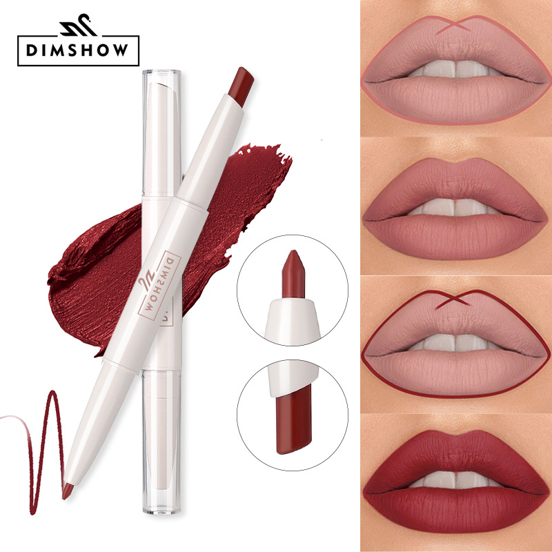 DIMSHOW matte velvet double-headed red lip liner pen is not easy to smudge when crossing borders full figure