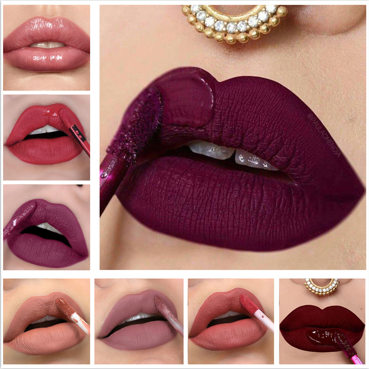 ENGBO matte lip gloss does not stick to the rim red, is waterproof and does not smudge. Lip oil for cross-border e-commerce beauty products, European and American style details Picture