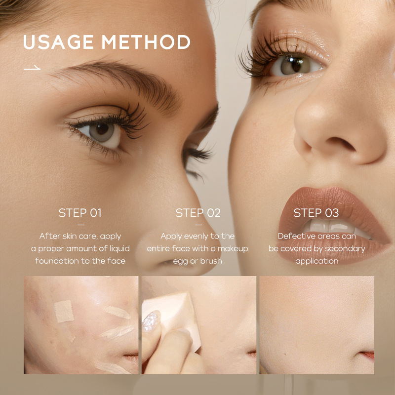 temu Edition Laicome Full Coverage Foundation 30g(Tube) Covers blemishes, enhances makeup, and brightens the skin in 9 colors Application Scenario