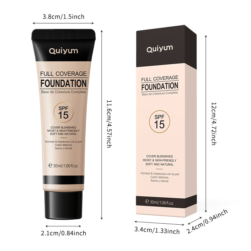 Cross-border Quiyum Full Coverage Foundation 30ml (Color Box) Concealing and brightening Skin Natural Light Foundation Item Picture
