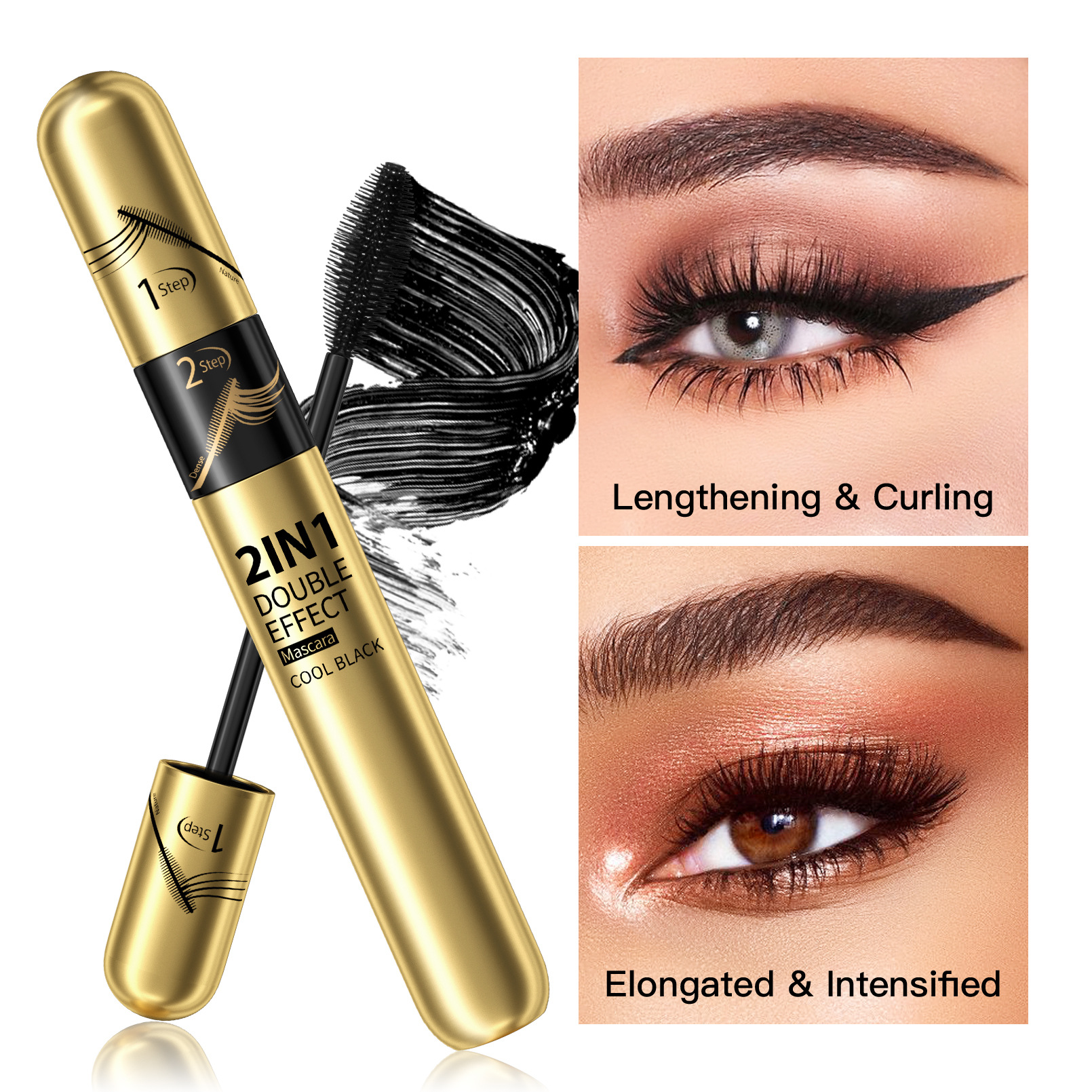 HelloKiss Natural, Slender, sweat-resistant, non-smudge mascara, Thick and curling Dual-effect Mascara, Cross-border makeup Specification drawing