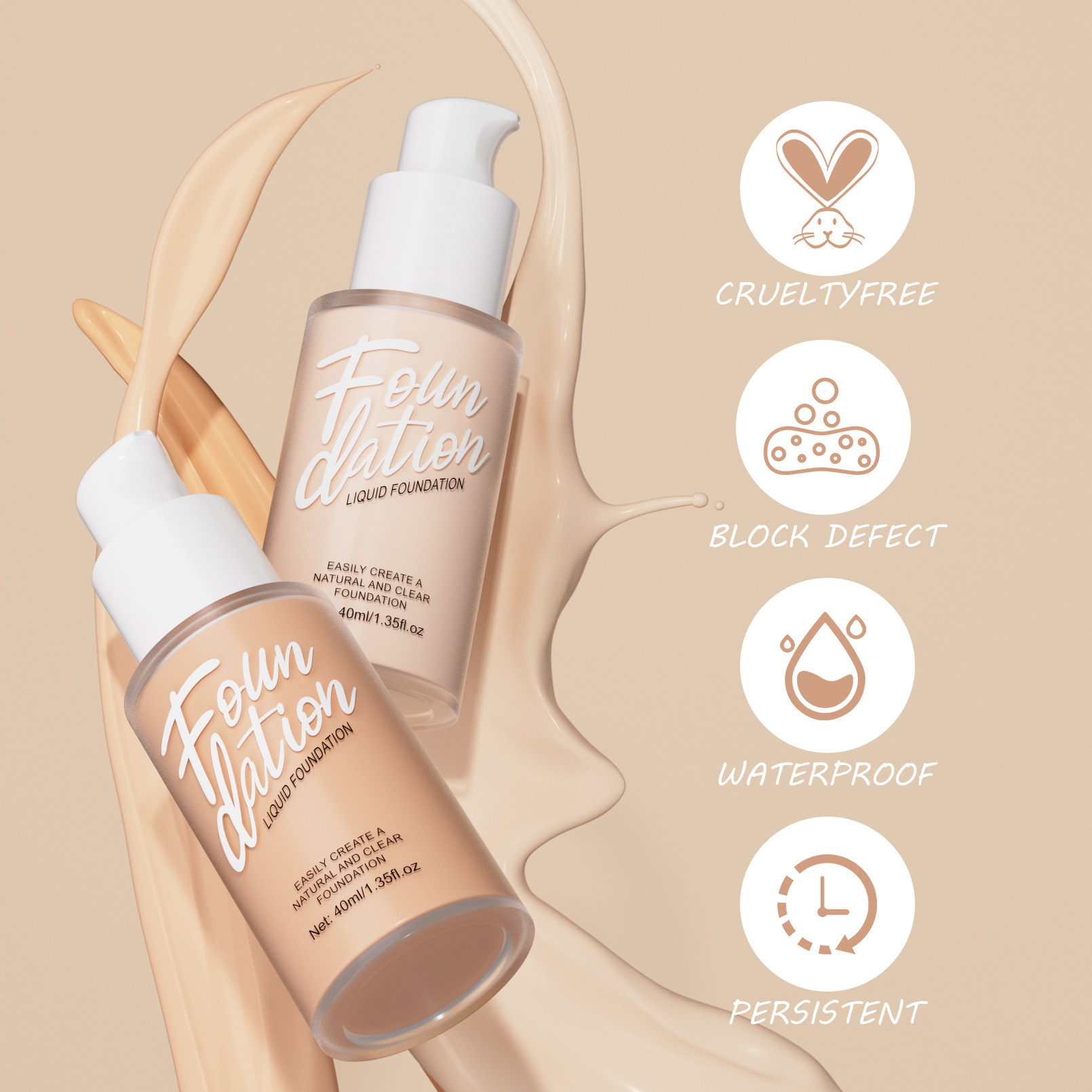 Hellokiss Foundation is a clear, smooth, natural and long-lasting European and American Foundation matte foundation makeup details Picture