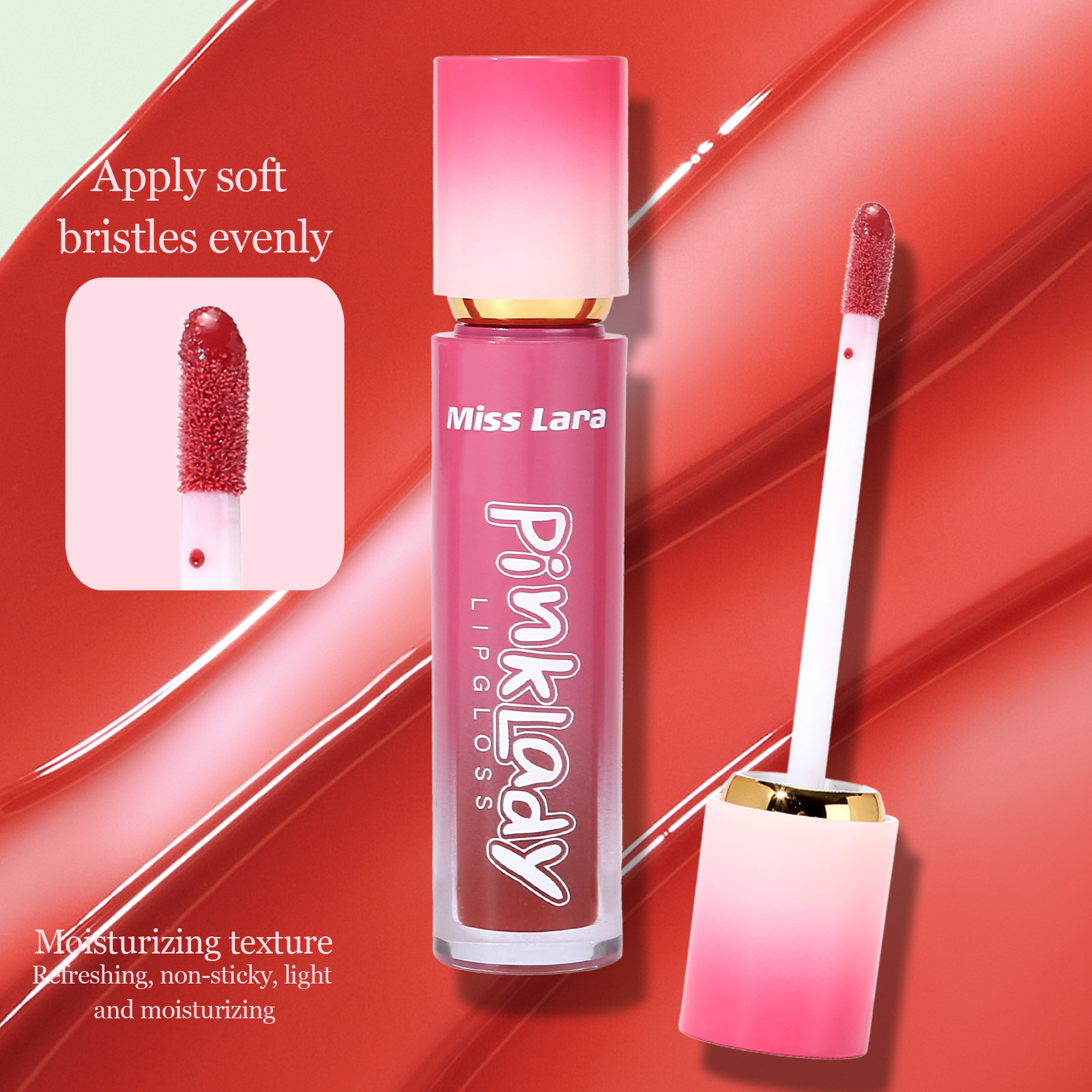 MISS LARA 6-color Lip Gloss Mirror Water Glow Lip Gloss Makeup Specification drawing