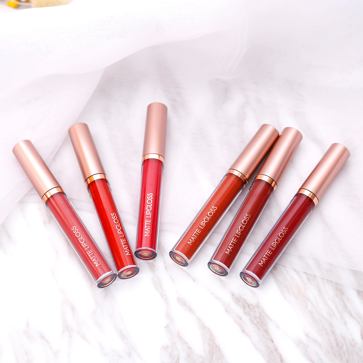 6-piece red matte lipstick set, liquid lipstick, waterproof, non-stick cup, lip gloss, velvet lip gloss, cross-border Specification drawing