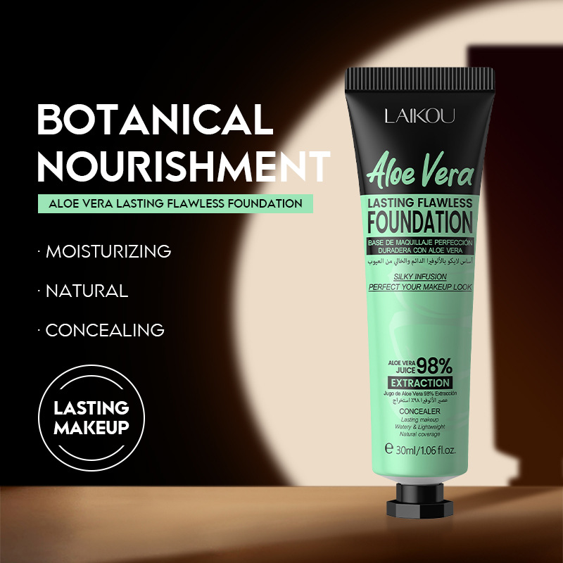 Cross-border LAIKOU Aloe Vera Foundation Two-color to cover blemishes and beautify the skin, plant extract manufacturer in stock details Picture