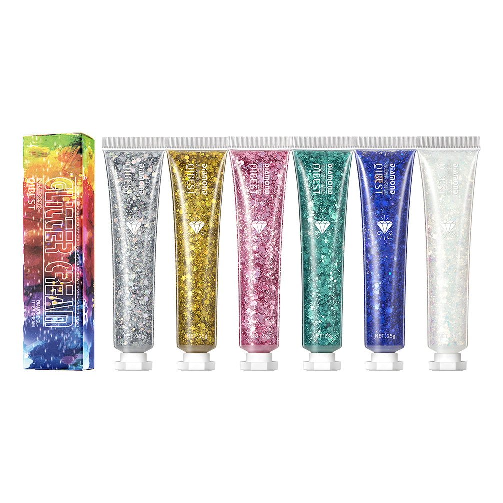 QIBEST Single-color Sparkling Eyeshadow Sequin Cream for Dazzling brightening of the Face and Body, Sequin Gel Stage Makeup Item Picture