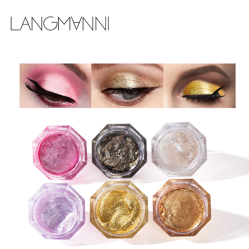 Langmanni 6-color Diamond Pearlescent Liquid Eyeshadow, shining and dazzling eyeshadow liquid Eyeshadow cream in stock full figure