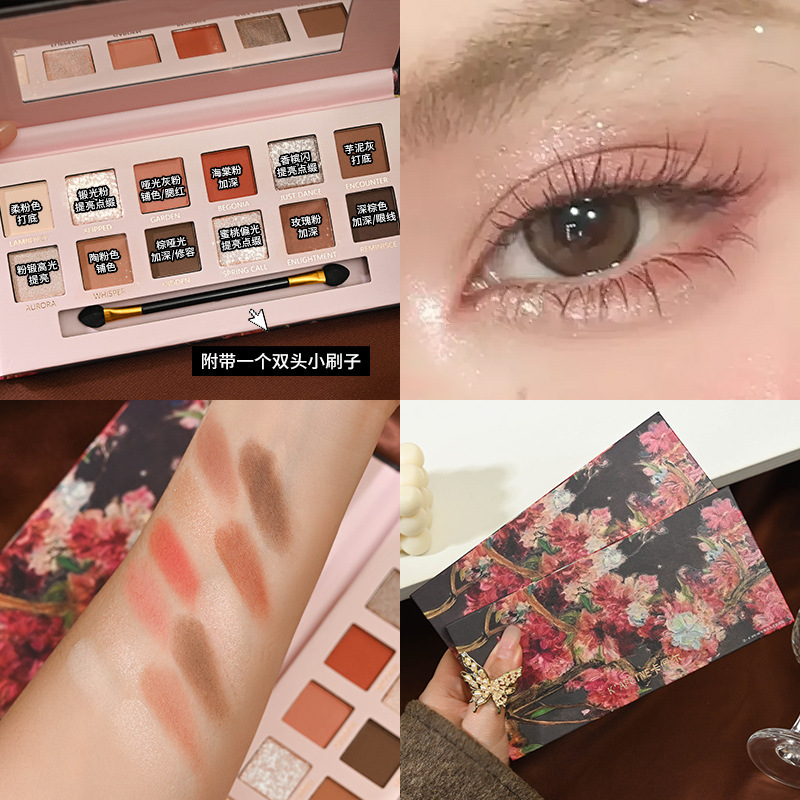 Capel 12-color oil painting style eyeshadow palette, pearlescent, matte, fine glitter, pink brown, earth tone, low-saturation makeup for women Application Scenario