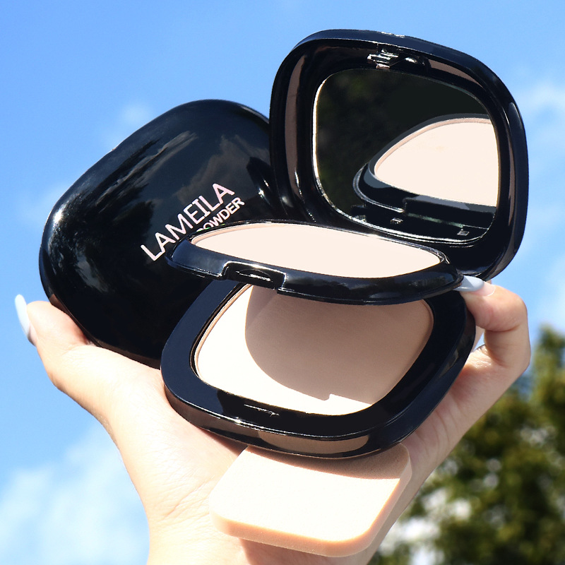 Clear and transparent double-layer powder compact, waterproof, long-lasting, oil-control, touch-ups, setting, concealer, non-sticking powder, dry and wet dual-purpose contouring powder compact full figure