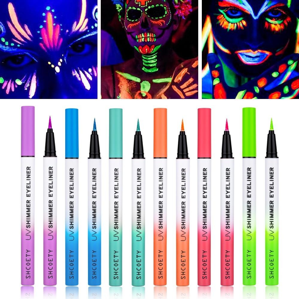 SHCOETY colored fluorescent pearlescent eyeliner Pen, fine sparkling eyeliner liquid pen, face painting, waterproof and sweat-proof full figure