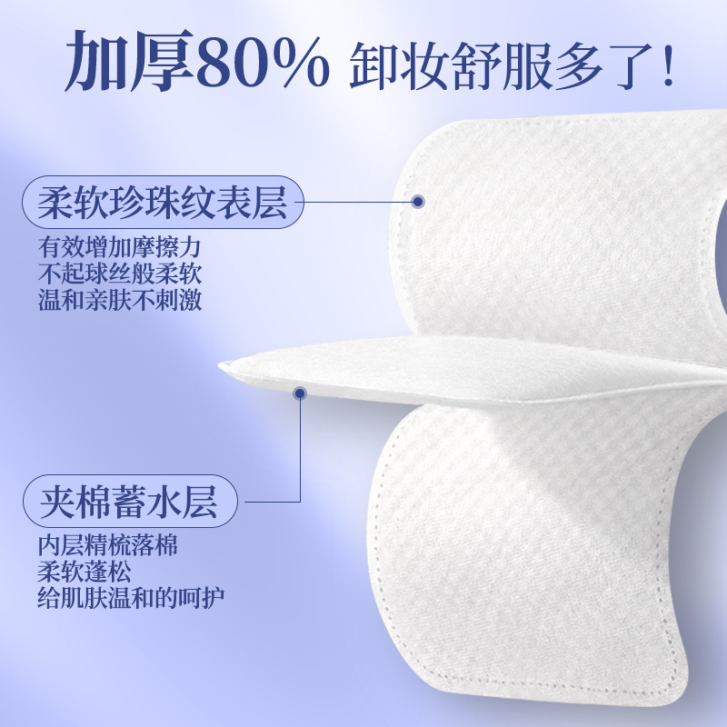 LMLTOP Cross-border Enlarged Pearl Texture Makeup Cotton Pads 100 pieces Set Skin-Friendly Sandwich Makeup Remover Cotton SY465 Specification drawing
