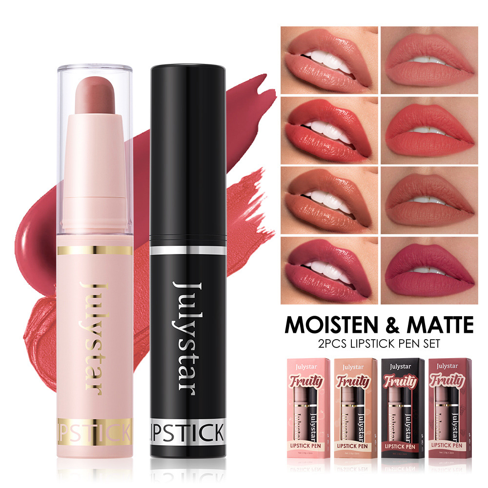 Julystar Fruit-flavored Moisturizing Beauty Water Light Lipstick Long-lasting Waterproof Bestseller Matte matte two-piece lipstick details Picture