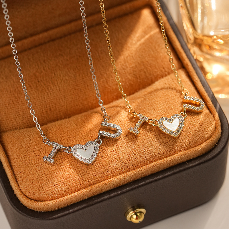 卓恒珠宝时尚精致铜镀真金镶锆石贝壳爆款项链