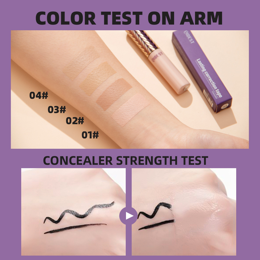 QIBEST Concealer is waterproof, sweat-proof, long-lasting, and does not easily smudge. It can cover pigmentation, acne marks, fade dark circles, and is a contouring liquid Specification drawing
