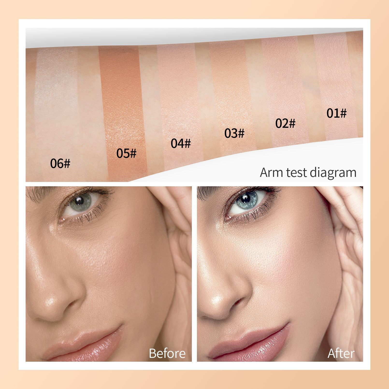 Hellokiss Concealer Foundation Moisturizes, adheres well and naturally brightens the wheat bronze color. Temperature-adjustable Foundation cross-border details Picture