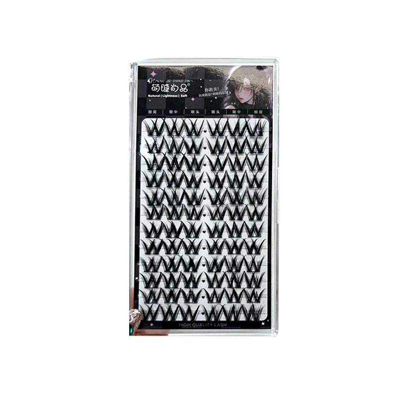 Mengjie Shangpin W-shaped thick curly false eyelashes Single cluster European and American hair flu Lazy person segmented eyelashes Item Picture