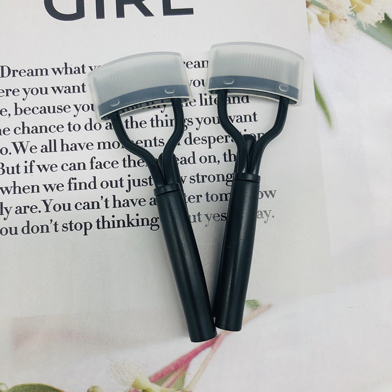 Portable stainless steel eyelash comb dust protection cover, durable and easy to clean, foldable multi-functional curling eyelash brush details Picture