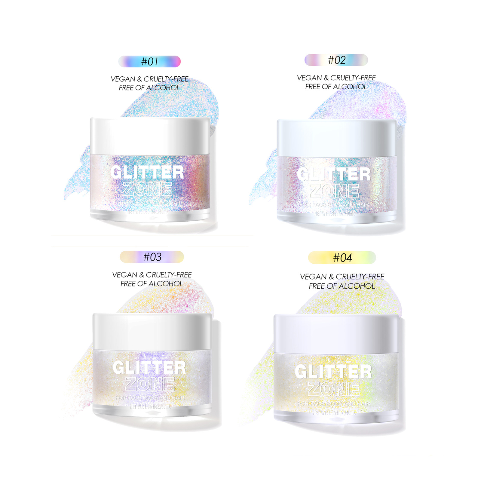 Langmanni 4-color Sparkling High-gloss Gel Liquid Eyeshadow, a multi-purpose iridesy gel for face and body details Picture