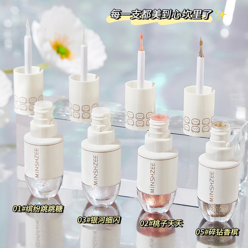 MINSHZEE Mingxi Zhi Liquid Eyeshadow, one drop of Tear Sequin Glitter Powder Mermaid Pearl Single Color Eyeshadow, Fine Glitter Cross-border Specification drawing