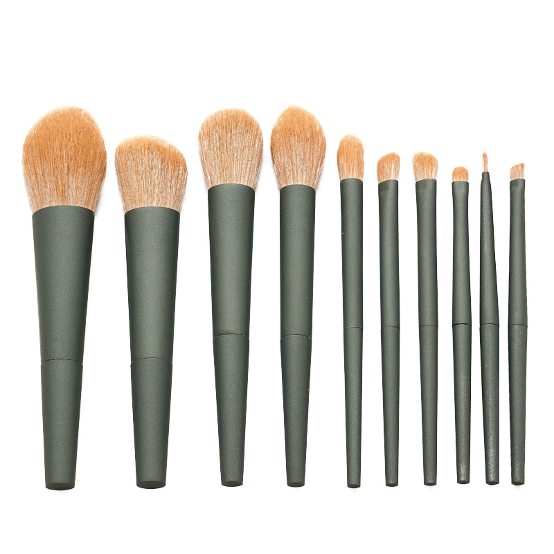 High-quality, super soft, dark green 10-piece makeup set, soft-bristled brush, complete brush tools, genuine products, suitable for beginners Item Picture