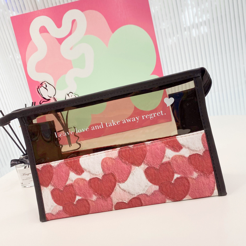Simple and large-capacity mesh makeup bag, transparent pvc storage bag for cosmetics and toiletries details Picture