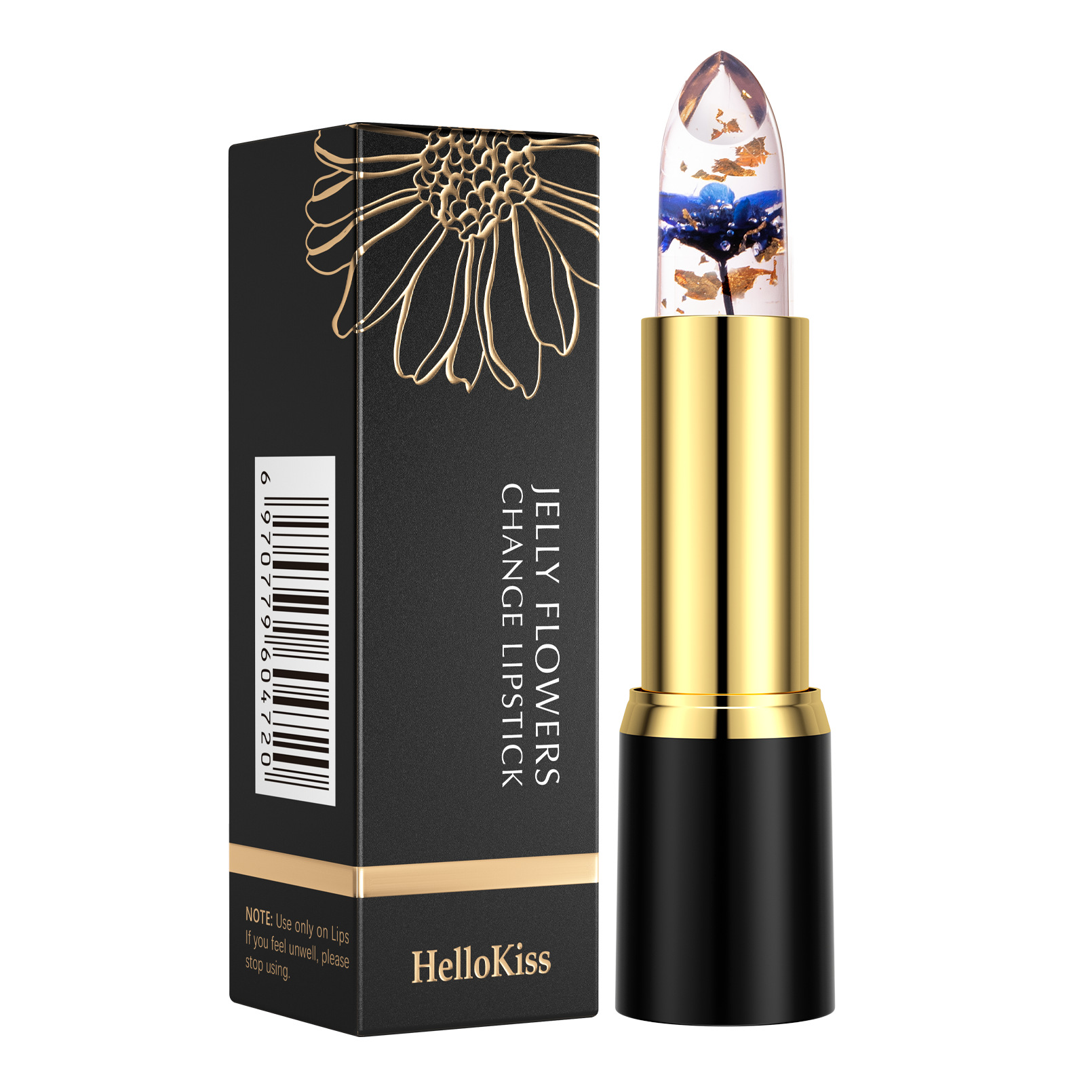 Hellokiss jelly Flower Lipstick Moisturizing, hydrating, long-lasting and color-enhancing gold foil thermochromic lipstick is selling well across borders Item Picture