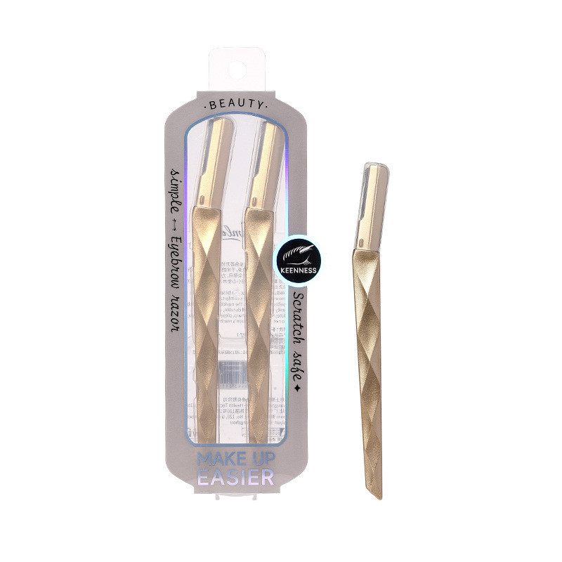 LMLTOP Golden diamond-shaped Eyebrow Trimmer, 2-piece Stainless Steel macro mesh beginner's Eyebrow trimmer JJF07 Item Picture
