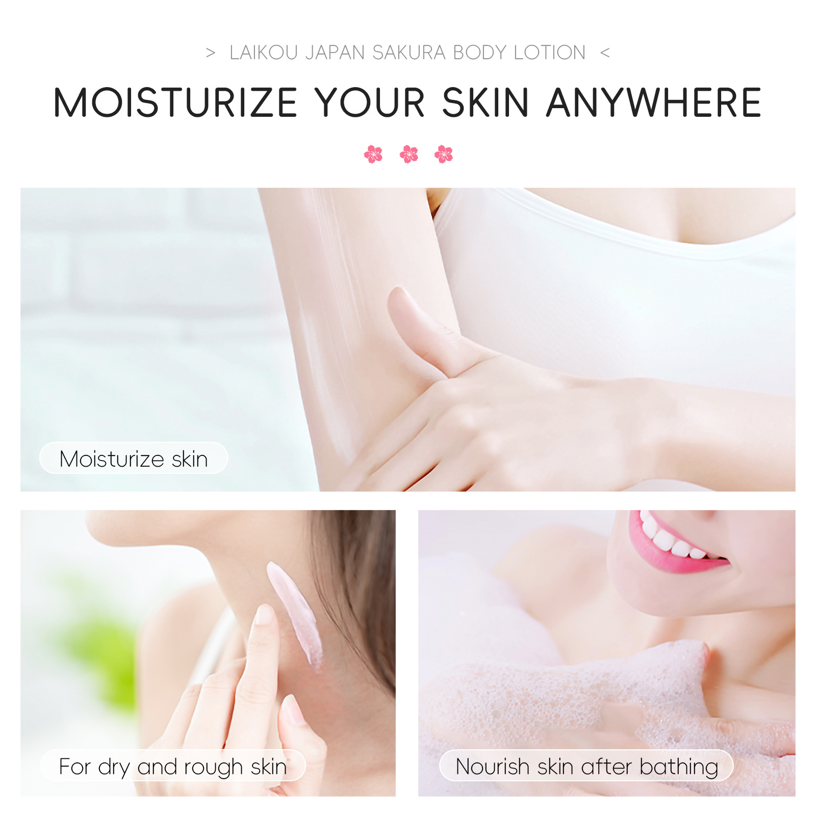 LAIKOU Cherry Blossom Body Lotion 80g Moisturizing, Lingering Fragrance, Hydrating and hydrating Skin Lotion manufacturer in stock, FDA skin care Specification drawing