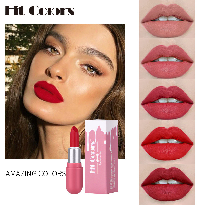 Fit Colors Mini Capsule Matte Lipstick Matte Velvet Portable Sample Lipstick full figure