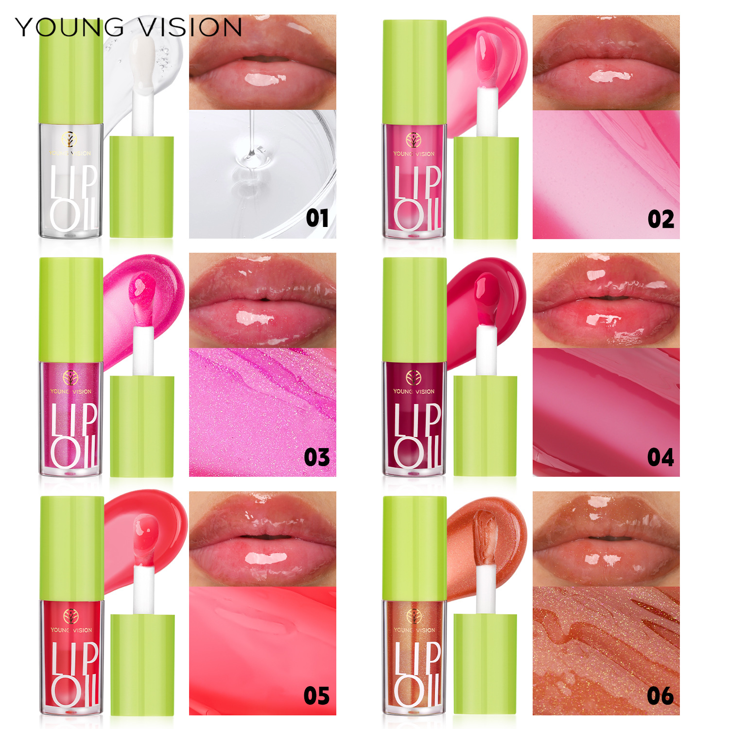 YOUNG VISION Lip Moisturizer, Lip Care Oil, Hydrating Lip Gloss and Transparent Lip Gloss are available in 6 colors Application Scenario