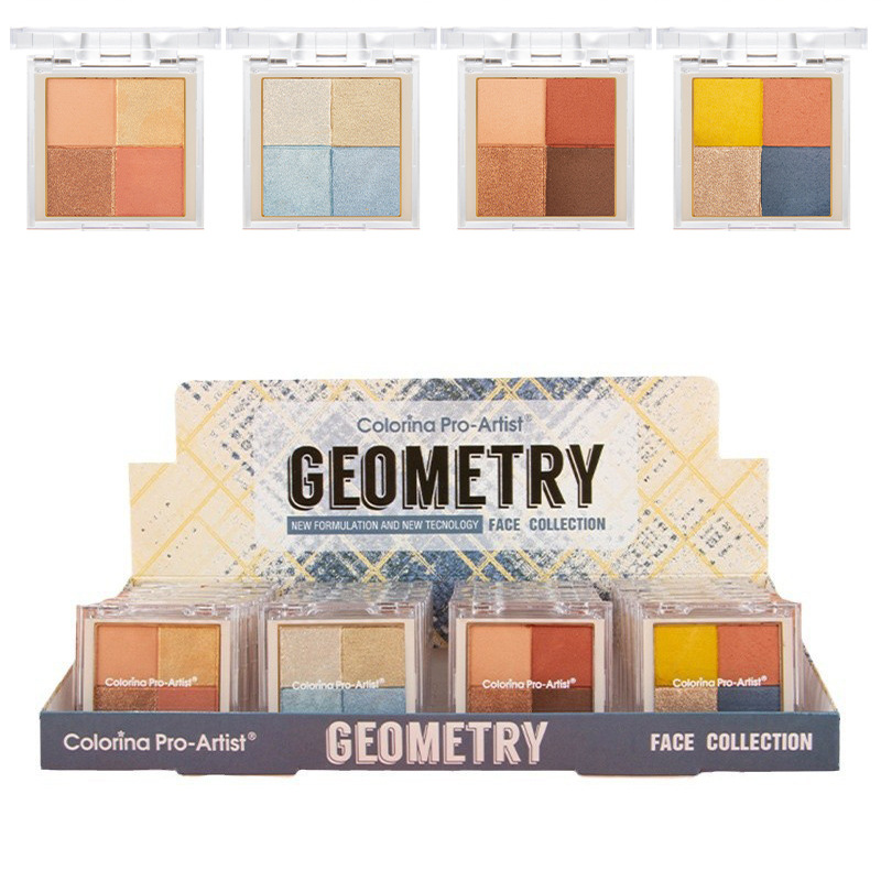 Wholesale of Korean-style cosmetics for teenage girls in stock with a heart-shaped "Bang Bang" four-color eyeshadow, blush, matte, fine glitter and contouring palette Specification drawing