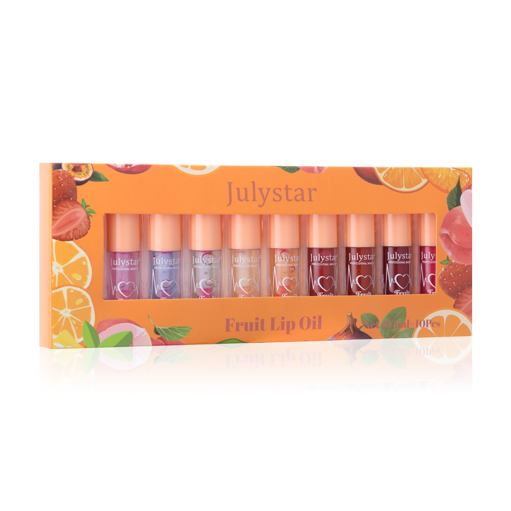 Julystar Fruit-Flavored Mirror Lip Gloss Moisturizing and Hydrating Ten-Color Set Water Gloss Lip Gloss Lipstick Wholesale Item Picture