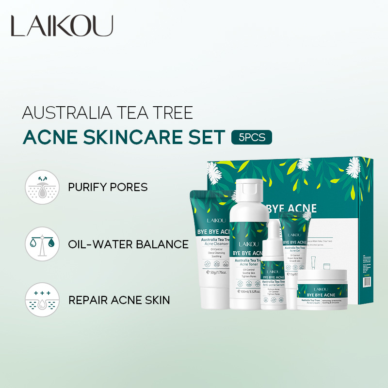 LAIKOU Australian Tea Tree Five-piece Facial Care Set: Facial Cleanser, Cream, toner, Essence and Gel in stock full figure