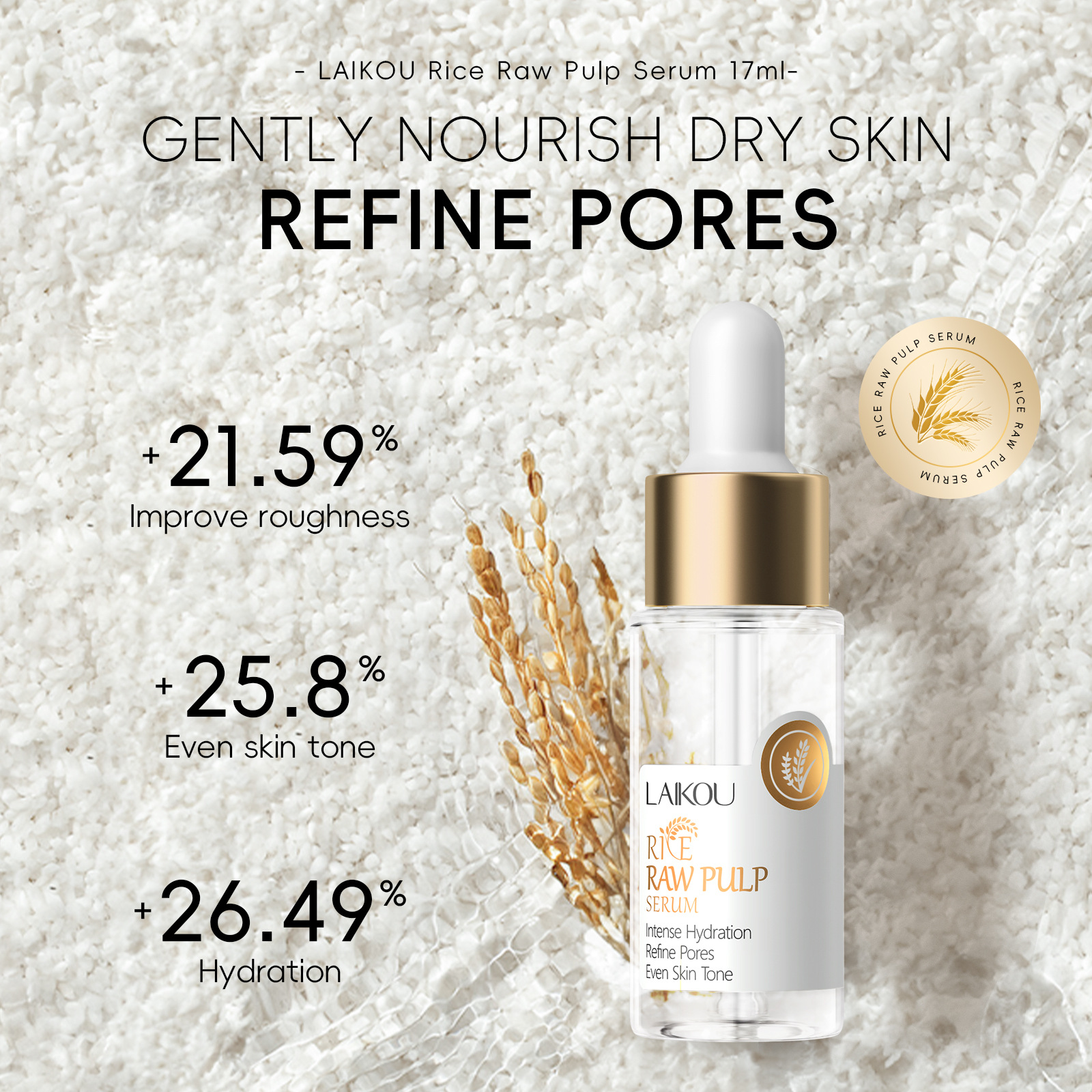Cross-border Laiko new Product Rice Essence 17ml Hydrating and moisturizing Liquid Essence manufacturer's in-stock fda cosmetics details Picture