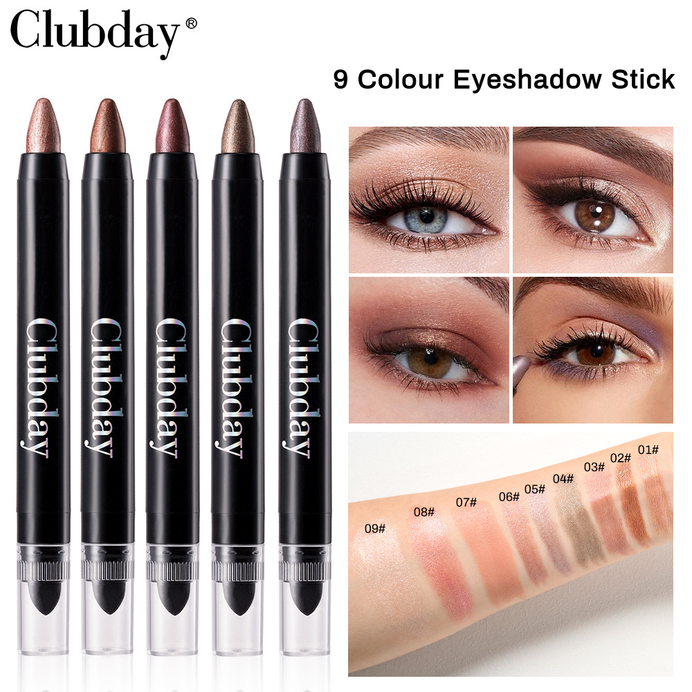 Clubday Cross-border Double-headed Pearlescent Eyeshadow Stick, long-lasting waterproof, lazy eye makeup brightening, high-gloss, under-eye Eyeshadow pen full figure