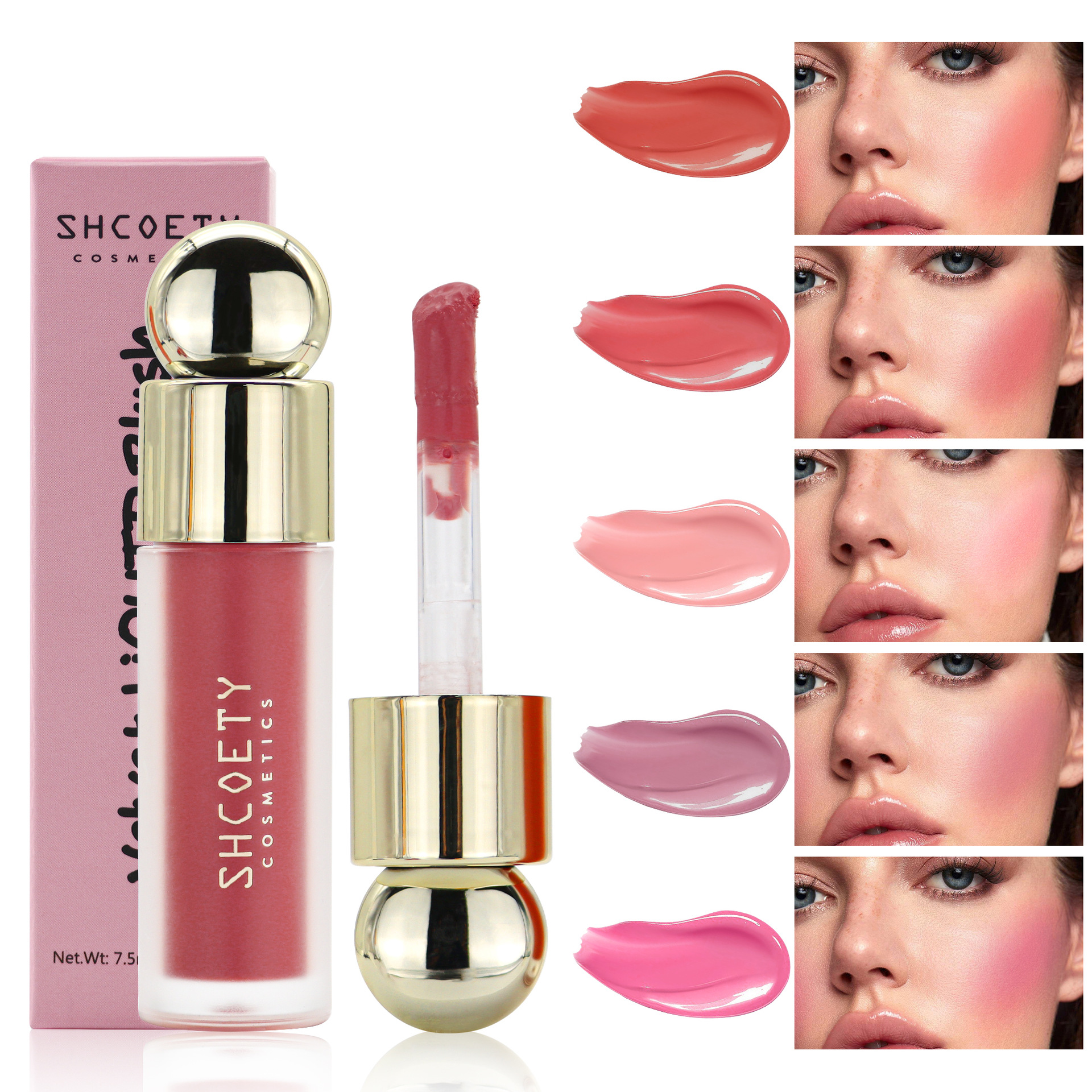 SHCOETY's cross-border bestseller liquid cheek Blush, lip and cheek moisturizer, multi-functional natural contouring, brightening and radiant complexion full figure